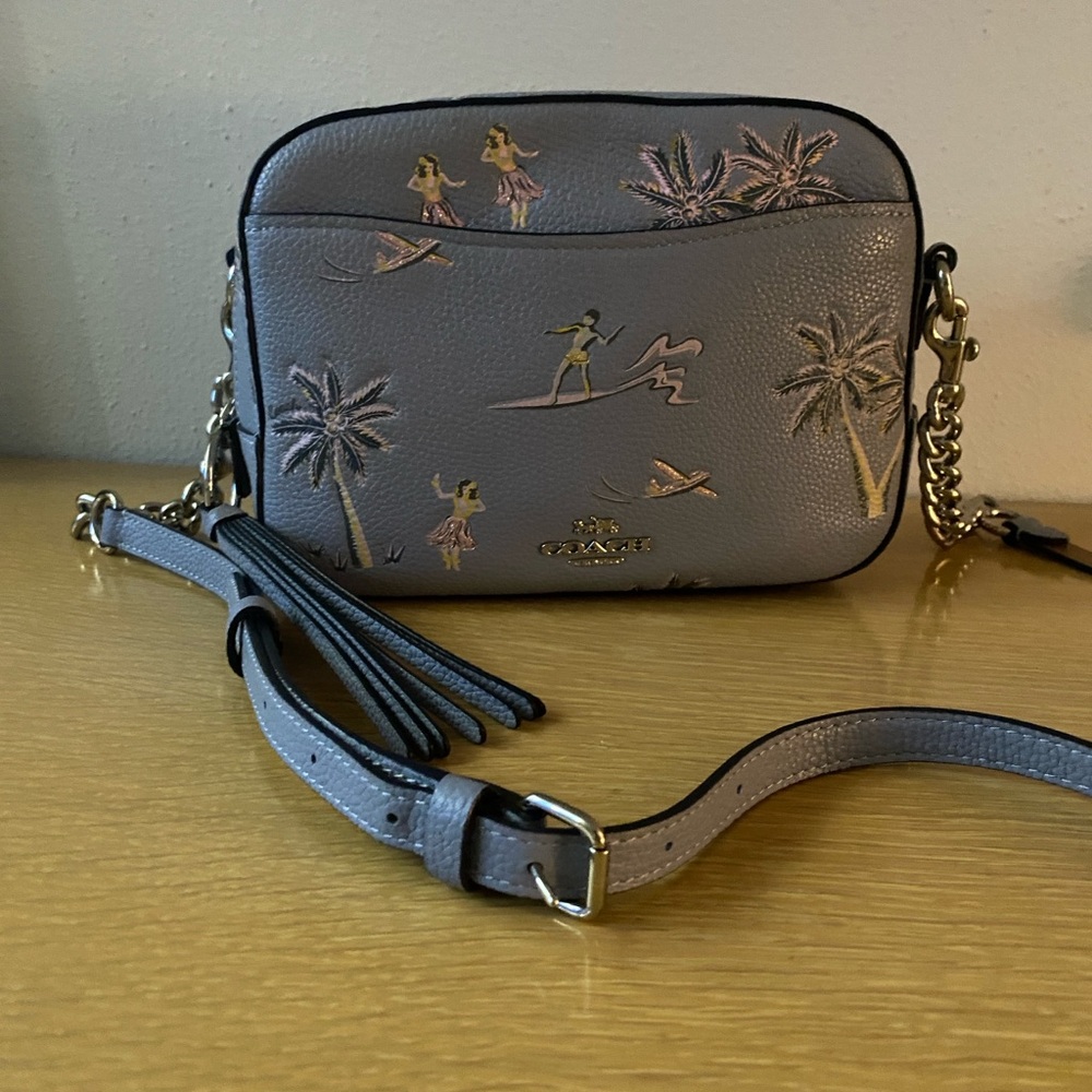 Coach Vintage Palm Print Leather Camera Bag Crossbody Good Used Condition